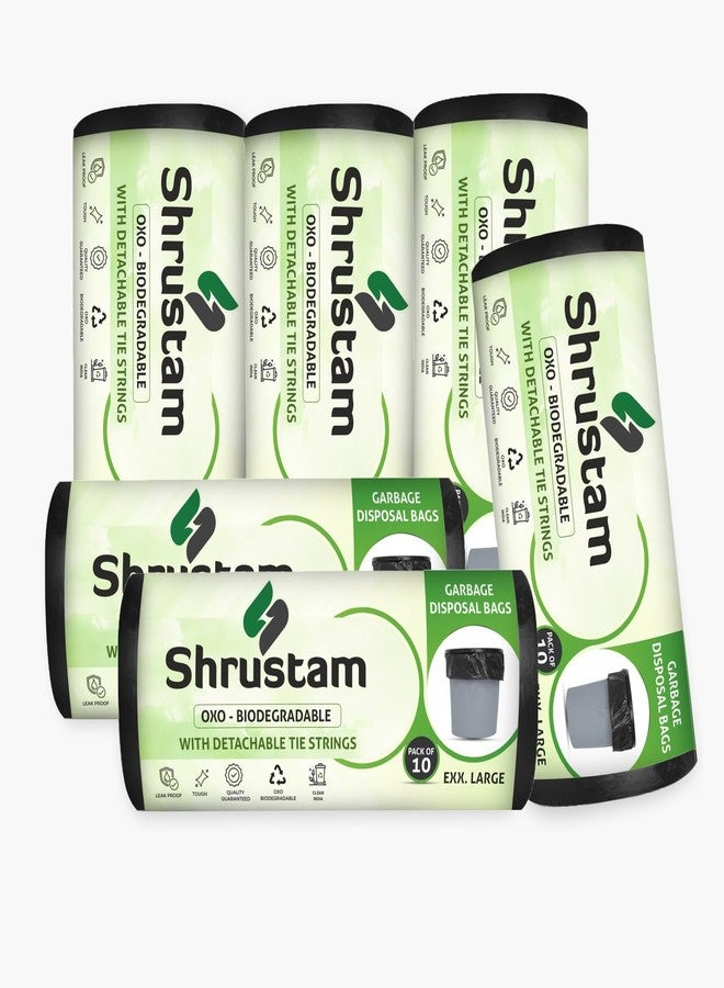 Shrustam Black Garbage Bags For Dustbin, 30X50 Inches (XXL),10 Piece Per Roll (Pack of 6) 60 pcs, and Dustbin Covers for Daily Wet and Dry Wastea - Image 1